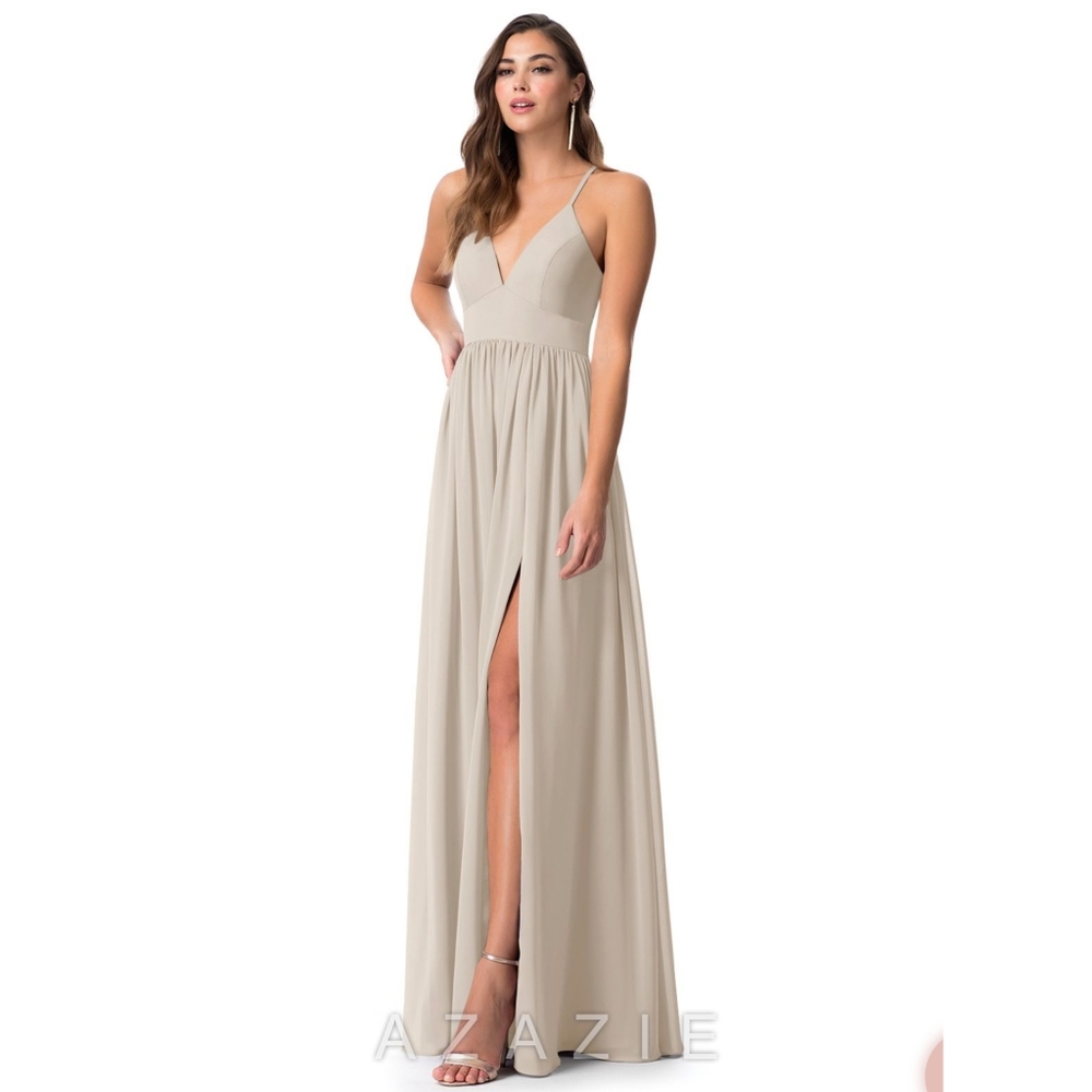 | azazie aaida bridesmaid dress - taupe |